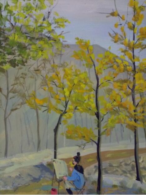 美术学子蒙山行，醉在金秋画意浓