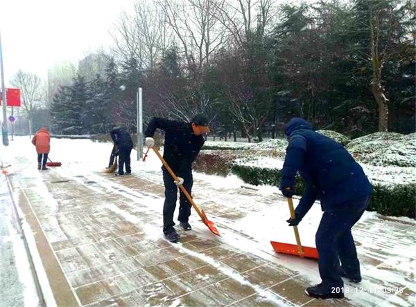 天寒地冻冰雪日，文中师生扫雪忙！