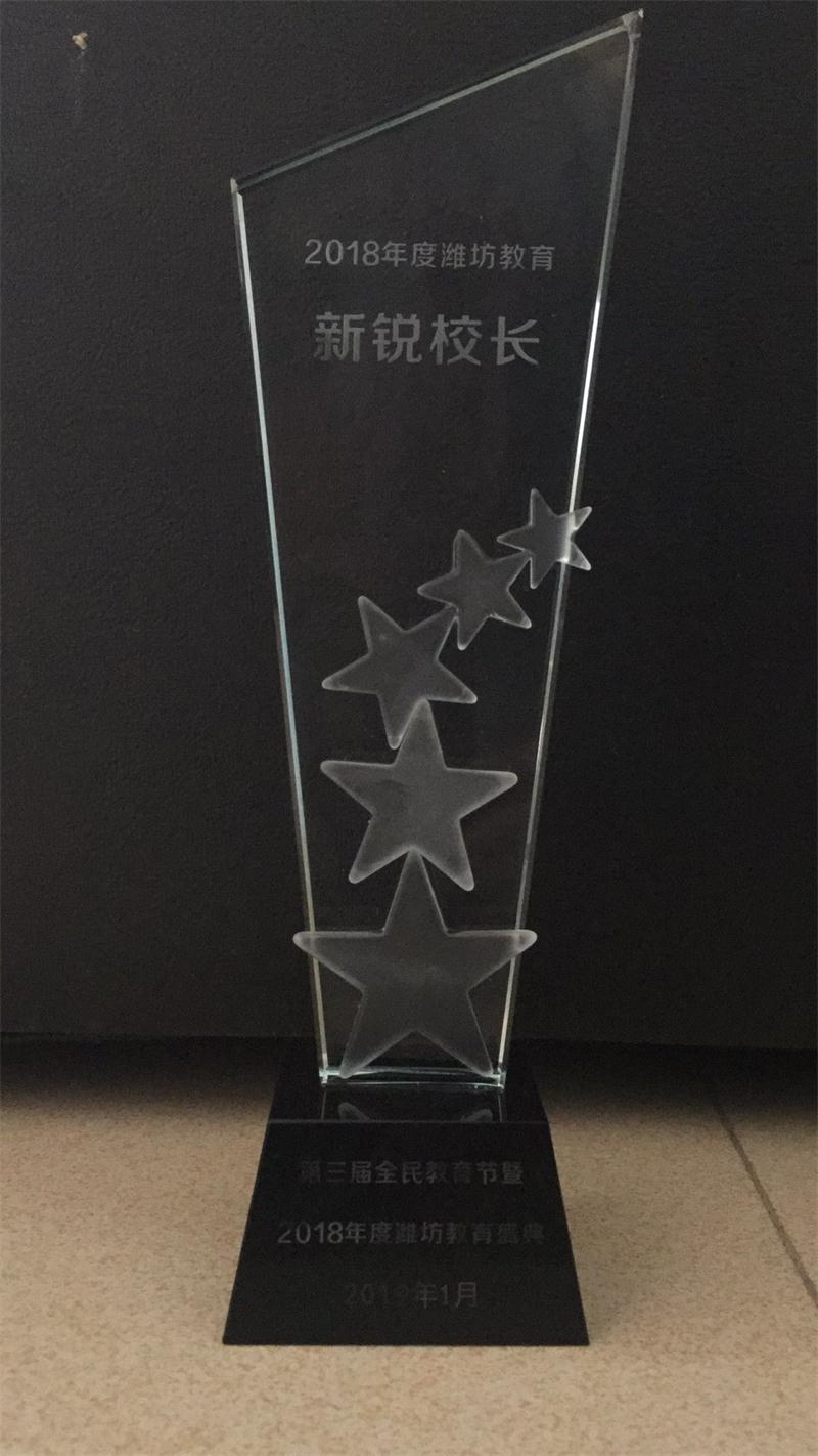 祝贺我校校长于子芹被评为“2018年度潍坊教育盛典新锐校长”