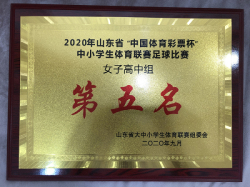祝贺我校获2020山东省女子高中组足球第五名！