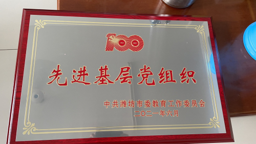 我校被评为“潍坊市教育系统先进基层党组织”！